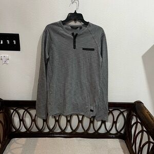 Men's Gray Long Sleeve Shirt with Zipper Detail